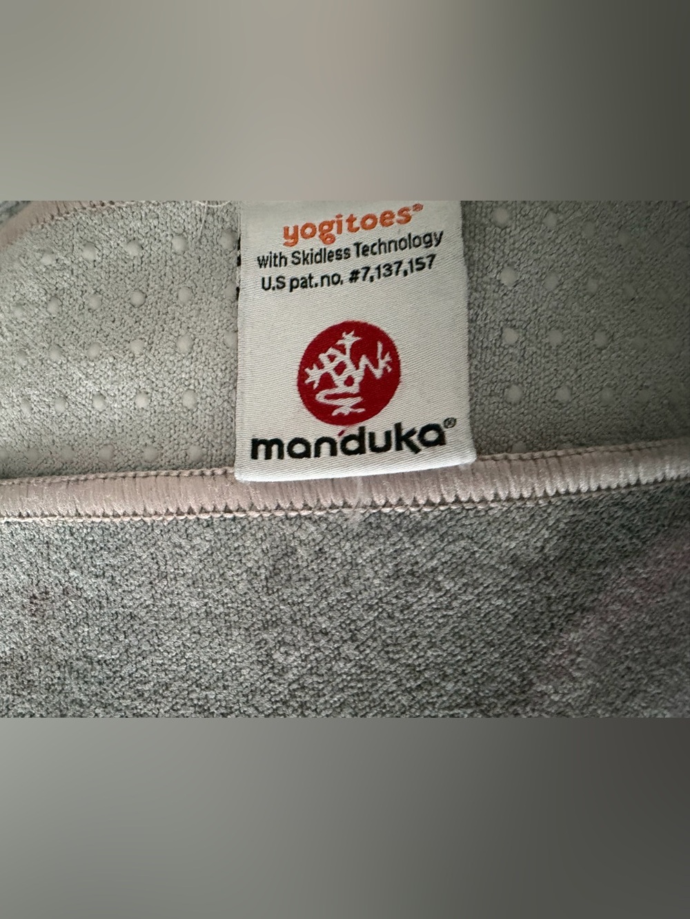 manduka Gray and Pink Yogitoes Skidless Yoga Towel - Picture 3 of 4
